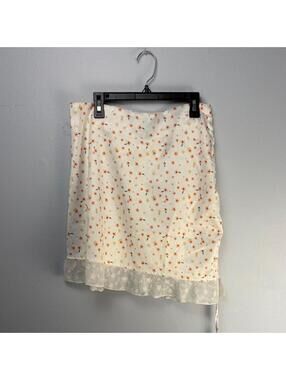 SHEIN Floral Ruched Mini Skirt Lace Trim Y2K Coquette M